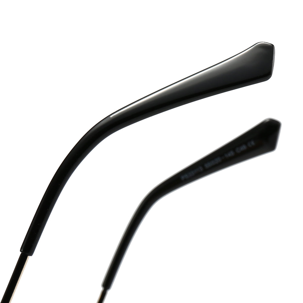 Dollger Semi-Rimless Oval Black Frame Sunglasses