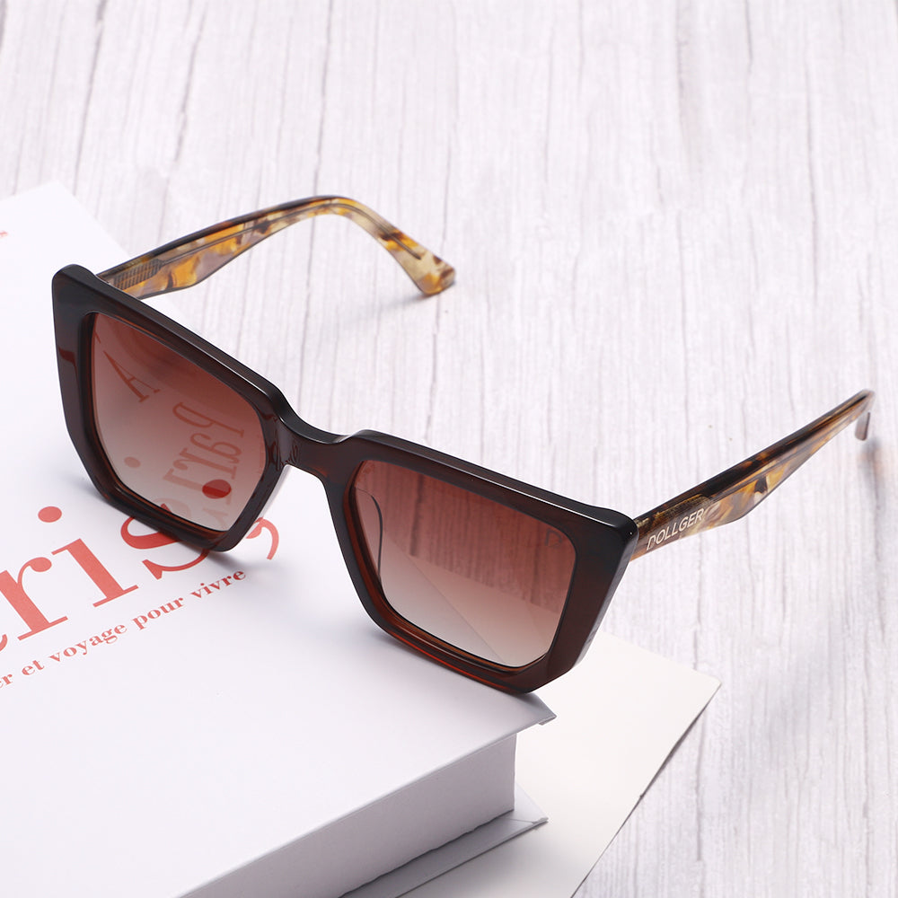 Dollger Black-Clear Hipster Acetate Square Tinted Sunglasses