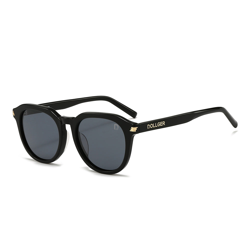 Dollger Black Retro-Vintage Round Tinted Sunglasses