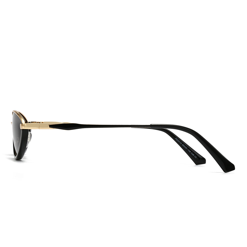 Dollger Semi-Rimless Oval Black Frame Sunglasses