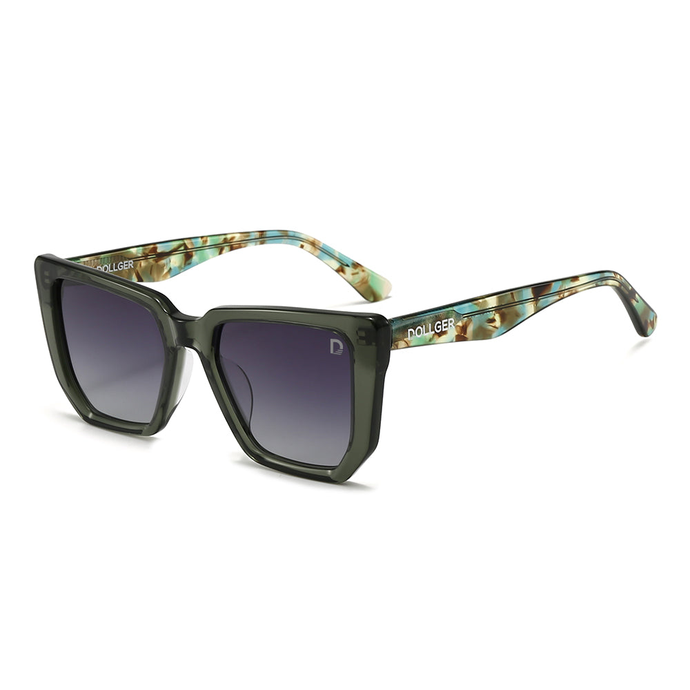 Dollger Black-Clear Hipster Acetate Square Tinted Sunglasses