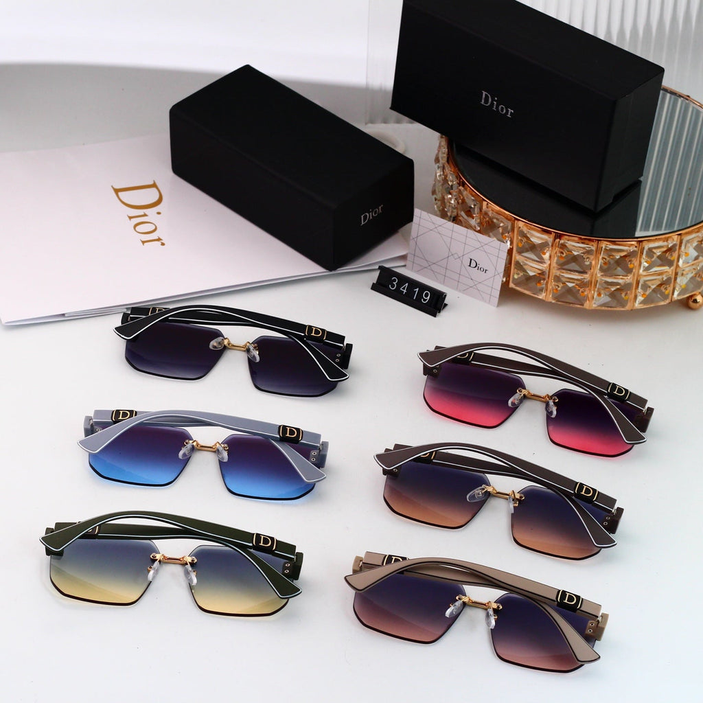 Half Frame Square Gradient Sunglasses