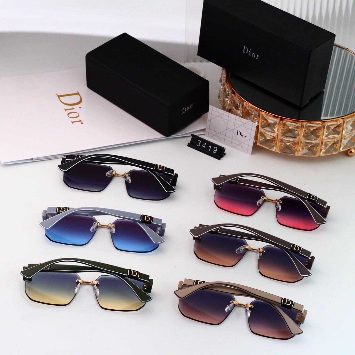Half Frame Square Gradient Sunglasses