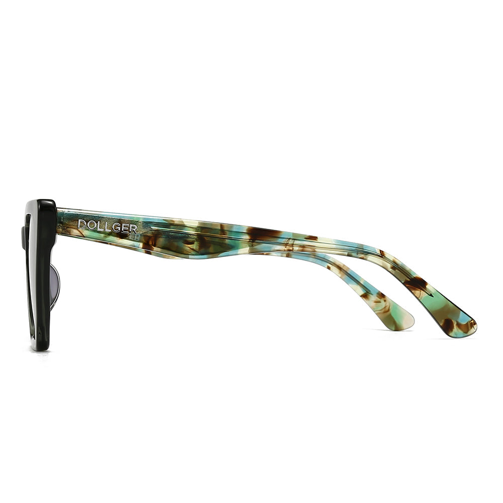 Dollger Black-Clear Hipster Acetate Square Tinted Sunglasses