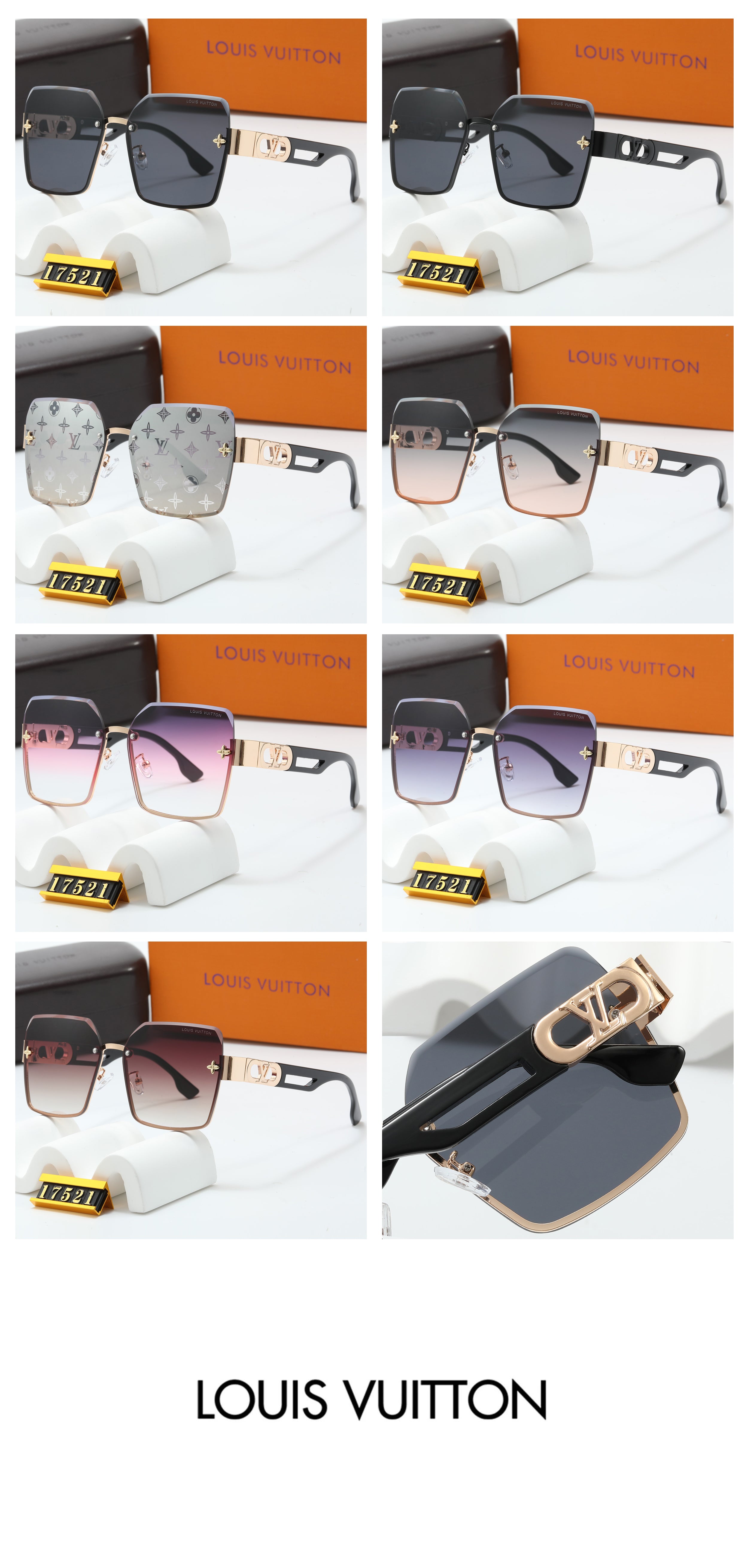 6 Colors Fashion Square Frame Sunglasses 17521