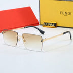 Half-frame metal gradient sunglasses