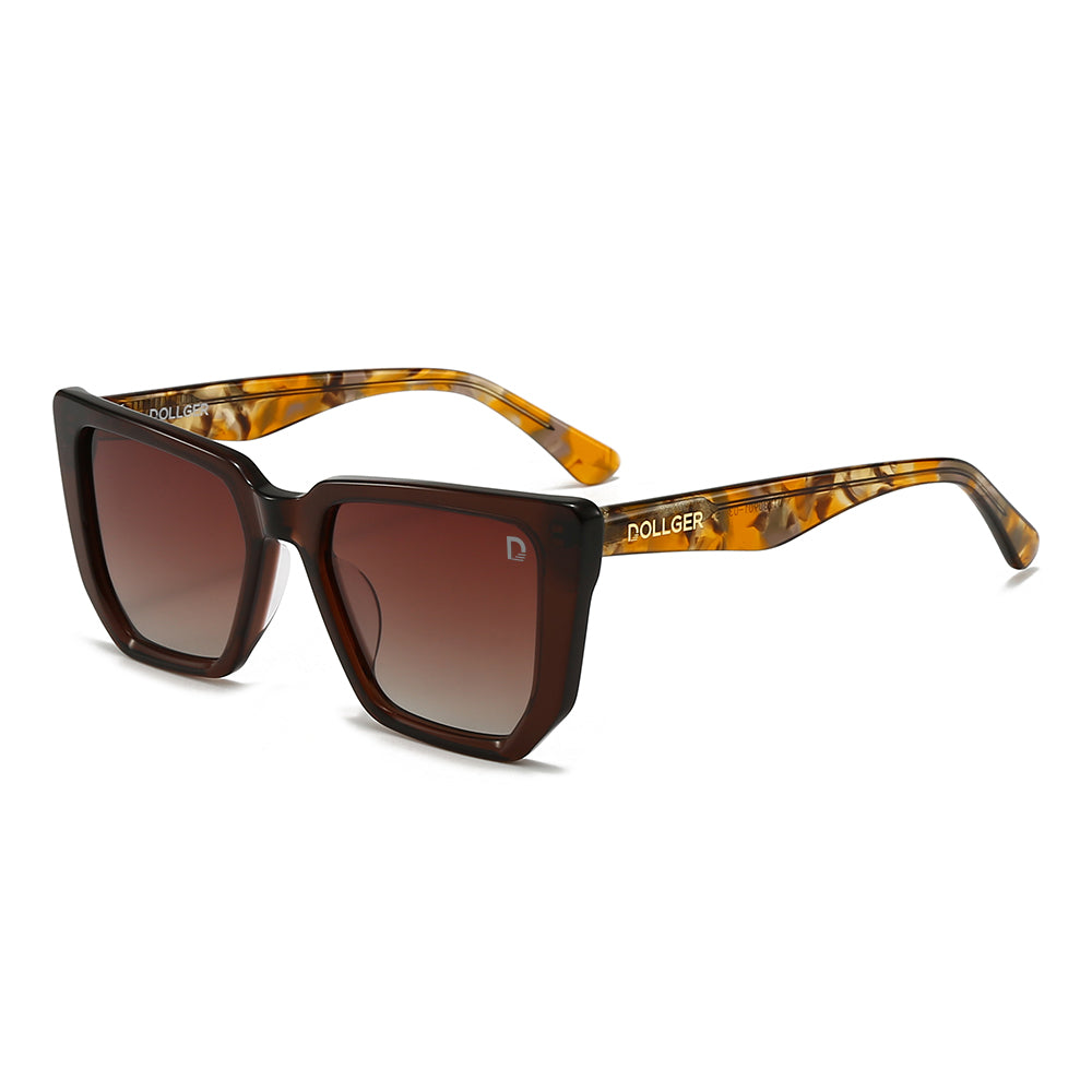 Dollger Black-Clear Hipster Acetate Square Tinted Sunglasses