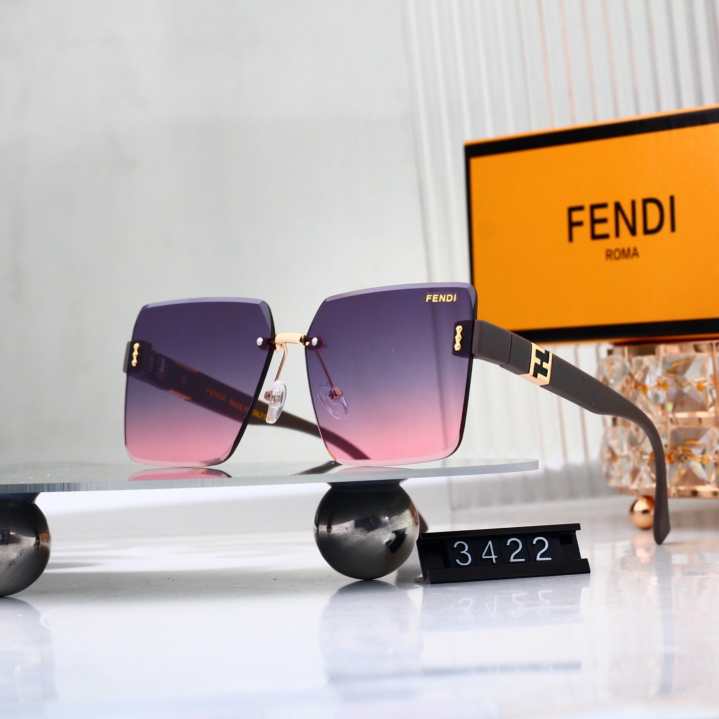 Frameless Square Metal Gradient Sunglasses