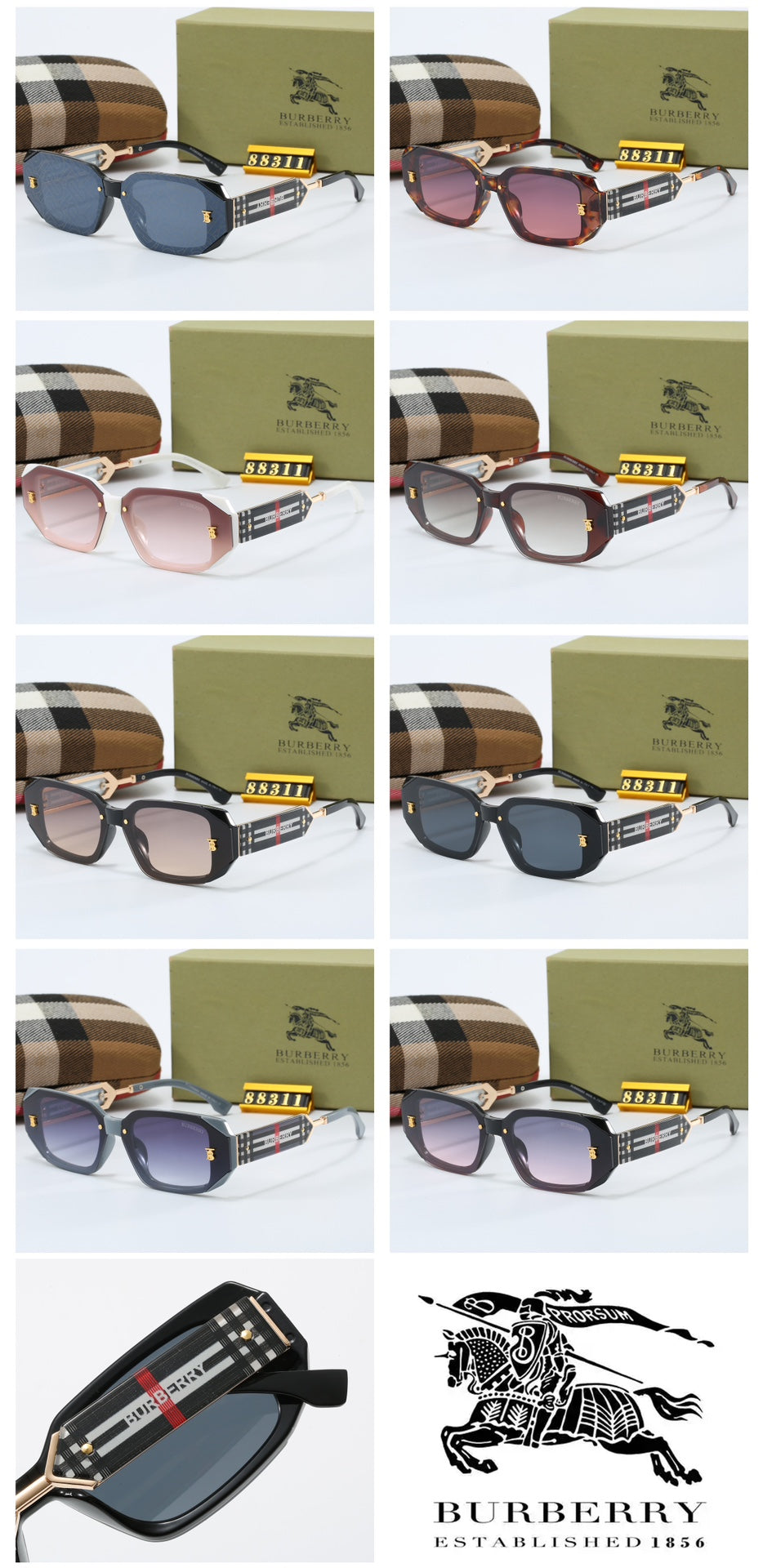 8 colors of fashionable unisex sunglasses with UV protection  88311