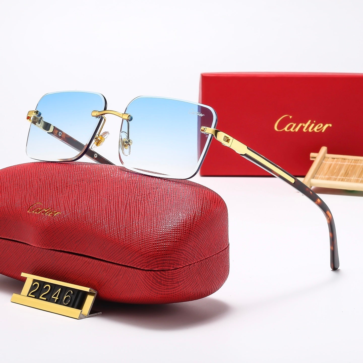 5 colors new frameless plain sunglasses 2246