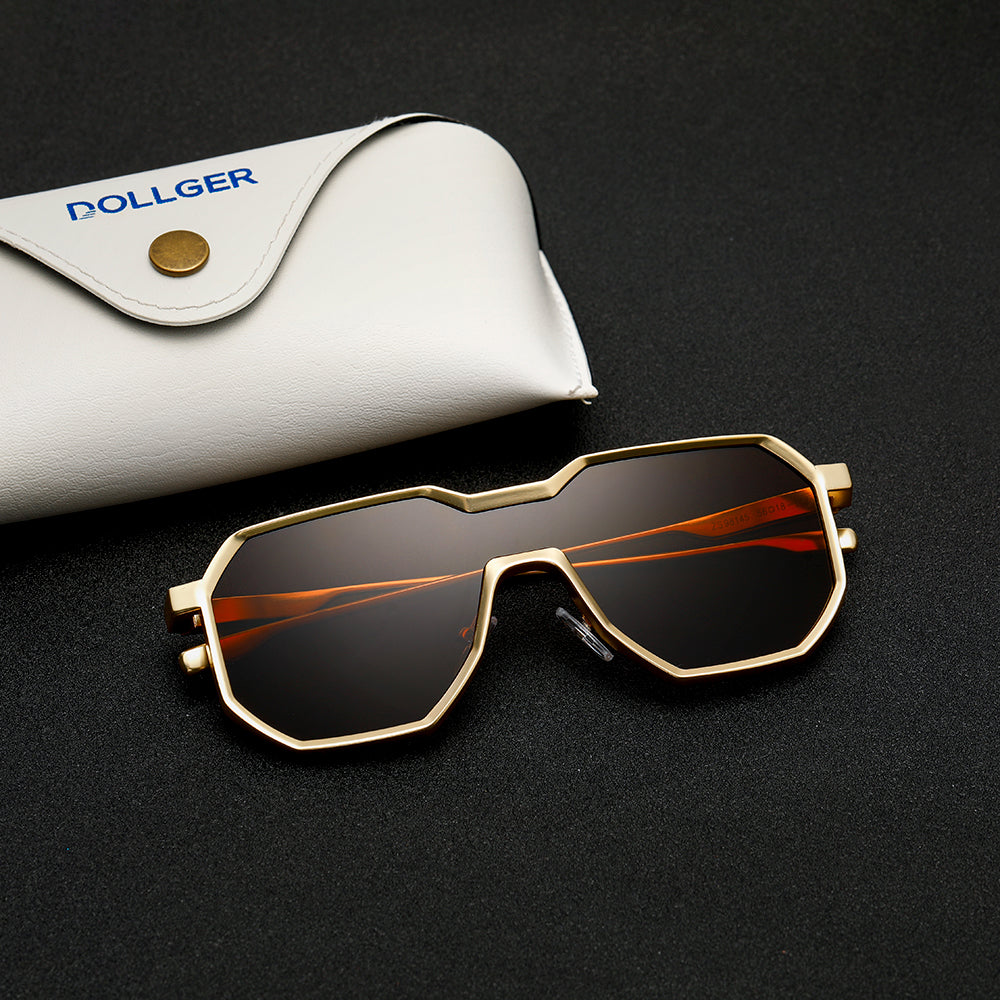 Punk style one piece large frame polygonal trendy sunglasses