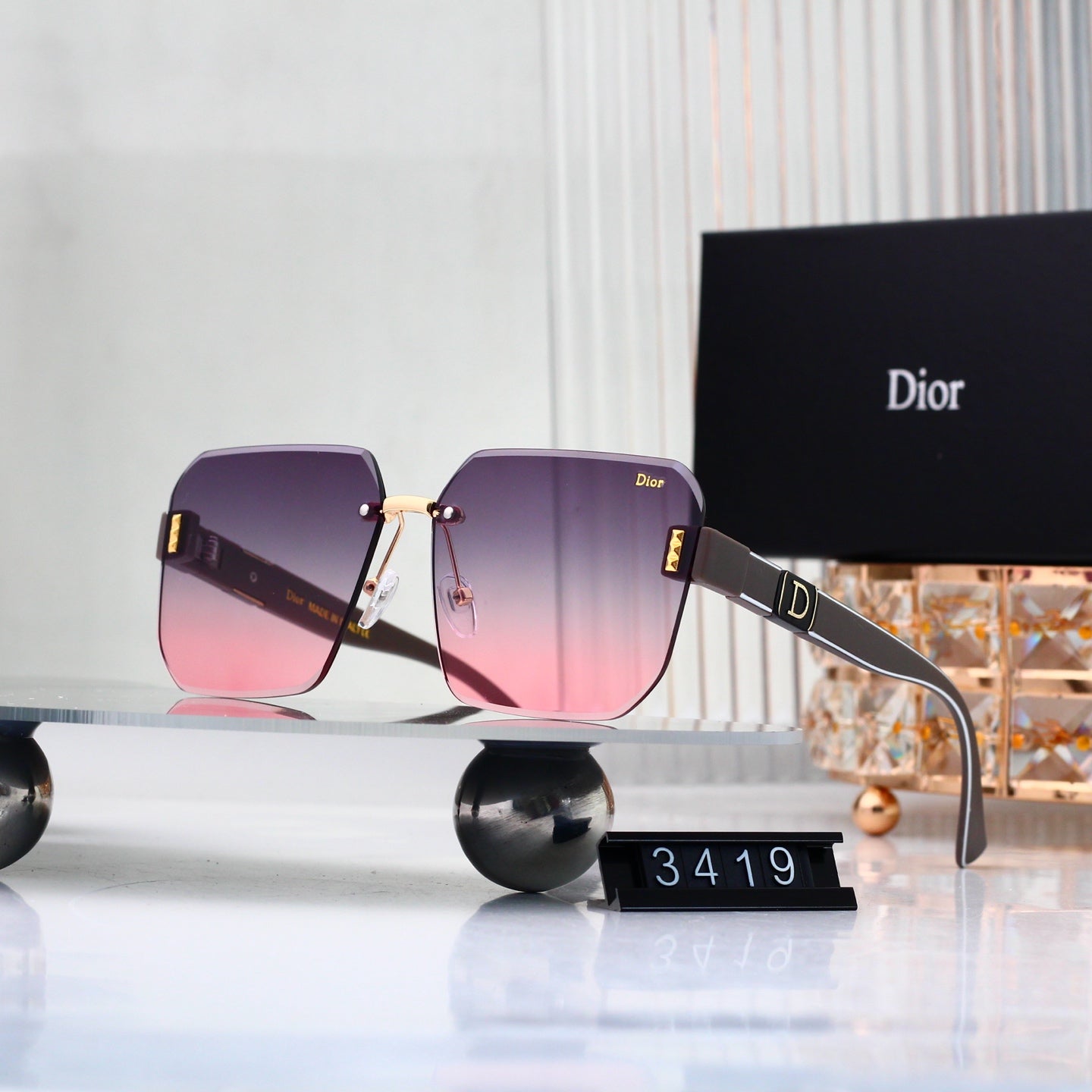 Half Frame Square Gradient Sunglasses